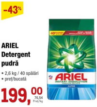 Ariel Detergent pudră 2.6 kg / 40 spălări