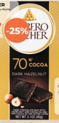 Ferrero Rocher Ciocolată neagră cu alune 90g
