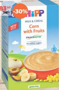 HiPP Каша кукурузно-молочная с фруктами 250г