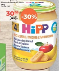 HiPP Пюре яблоко, банан и печенье 190г
