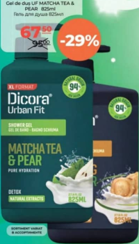 Dicora Urban Fit Gel de duș Matcha Tea & Pear 825 ml