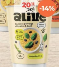 Alive Кускус с изюмом и базиликом 60г