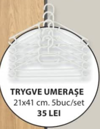 JYSK TRYGVE Umerașe 21x41 cm 5buc/set