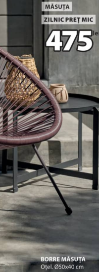 BORRE Măsuță Oțel Ø50x40 cm