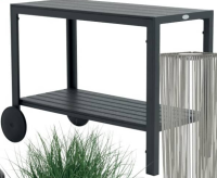 VALLEBO ETAJERA Aluminiu vopsit electrostatic și blat din lemn artificial 45x100x74 cm