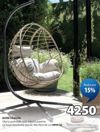 BORK Leagăn Oțel și poliratan incl. suport și perne 96x192x124 cm