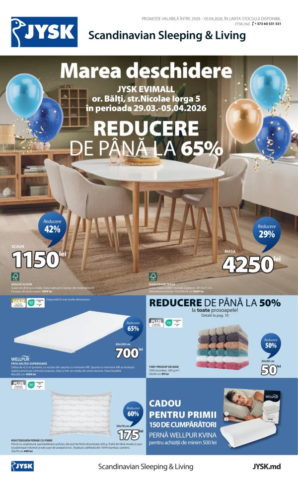 Catalog JYSK: Deschidere EviMall Bălți